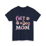 Cat and Dog Mom Pets T-Shirt - Navy