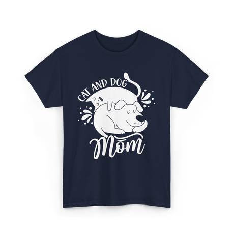 Cat And Dog Mom Pets T-Shirt - Navy