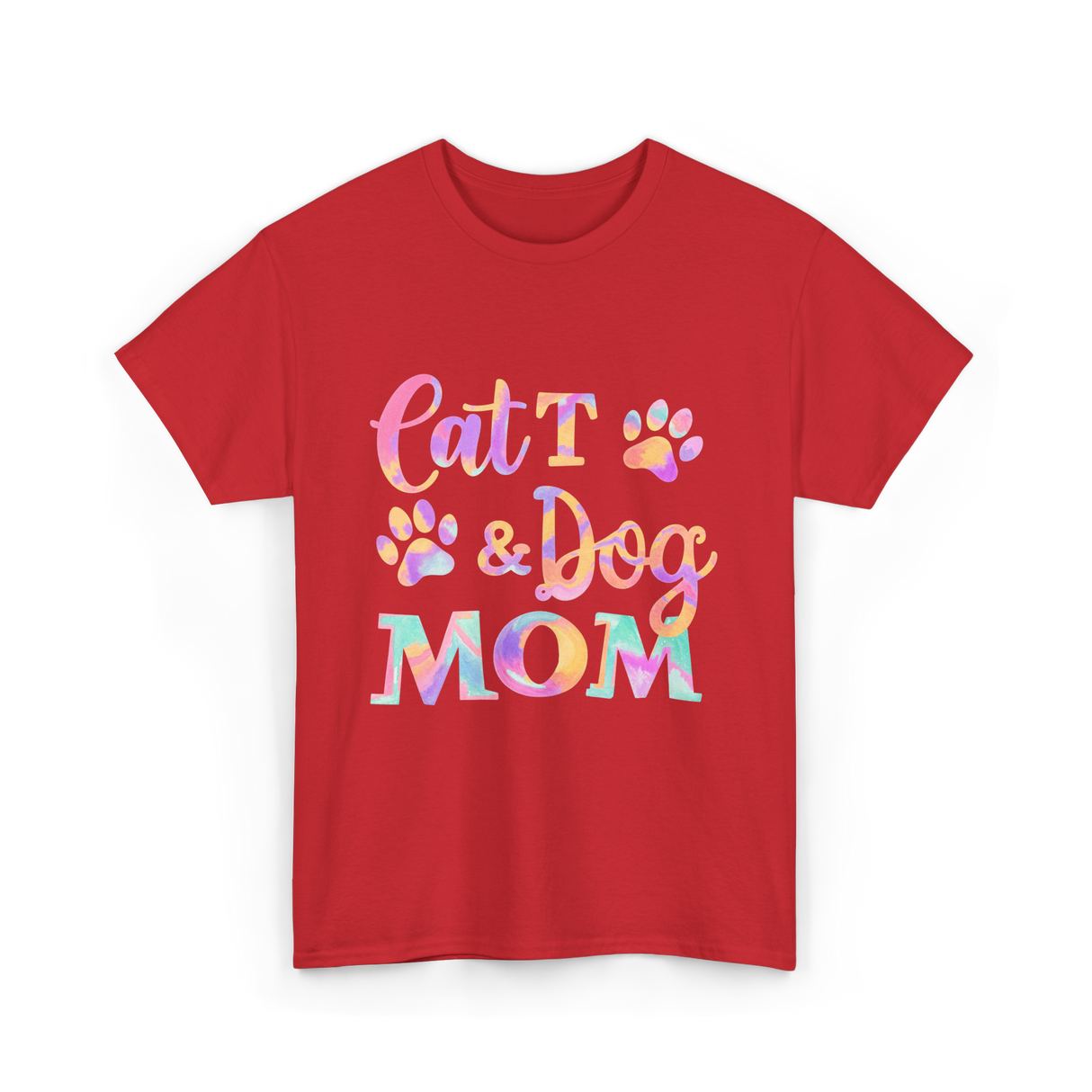 Cat and Dog Mom Pets T-Shirt - Red