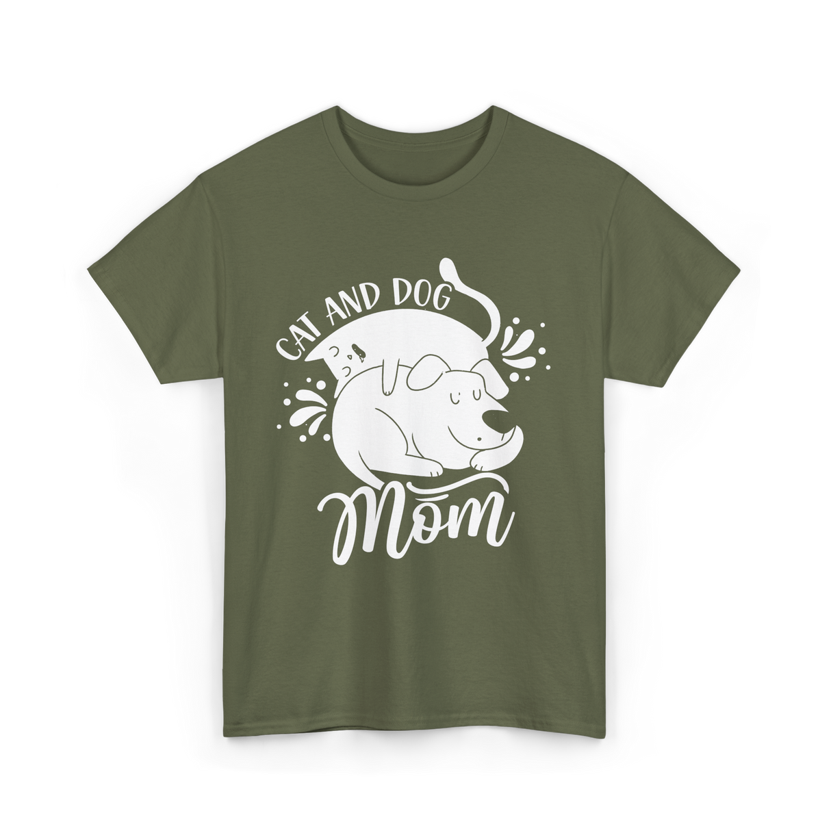 Cat And Dog Mom Pets T-Shirt - Military Green