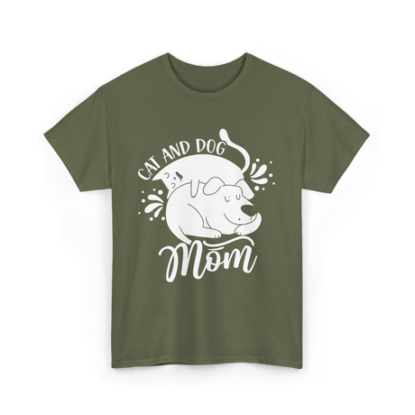 Cat And Dog Mom Pets T-Shirt - Military Green