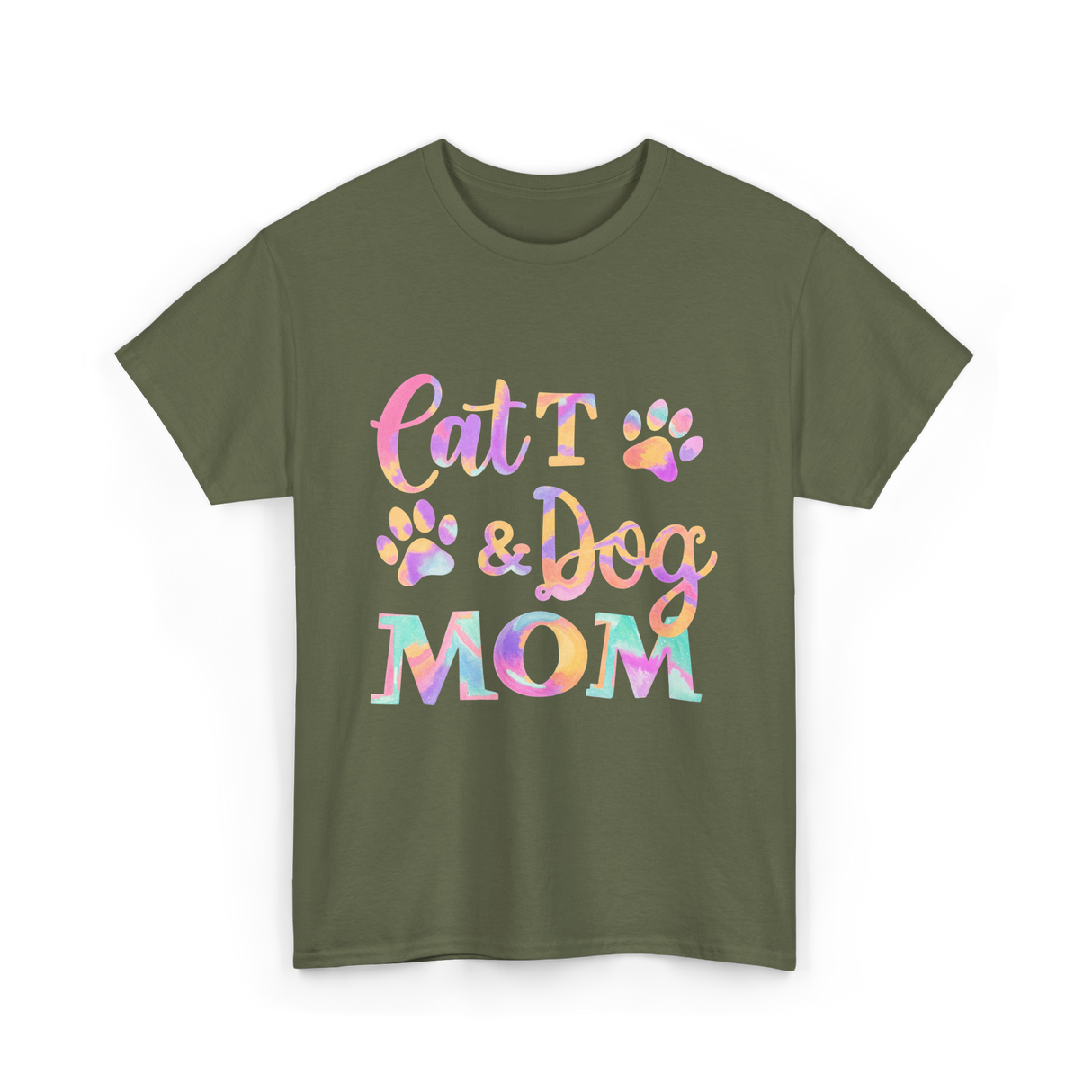 Cat and Dog Mom Pets T-Shirt - Military Green