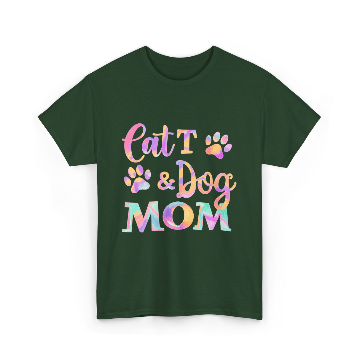 Cat and Dog Mom Pets T-Shirt - Forest Green