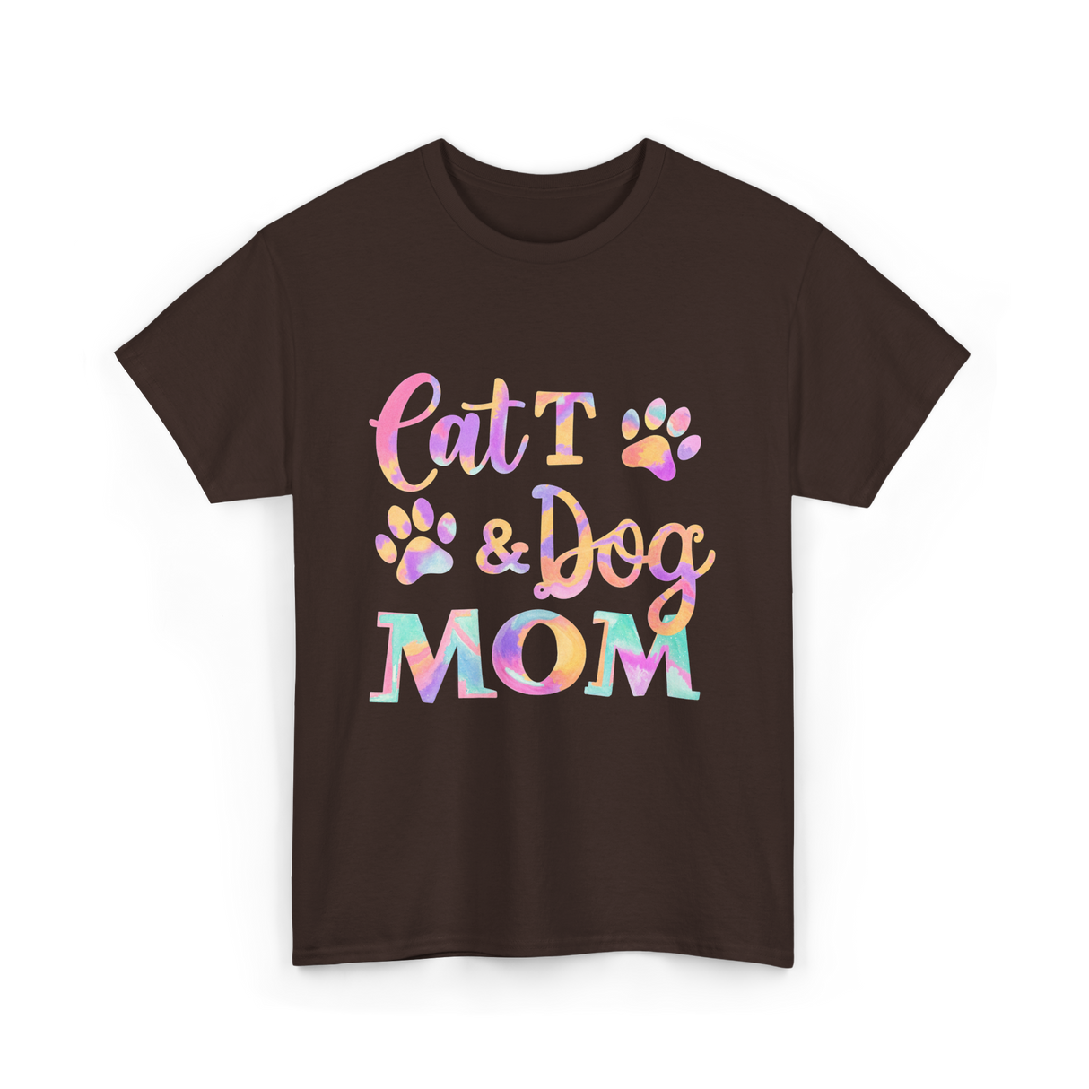 Cat and Dog Mom Pets T-Shirt - Dark Chocolate