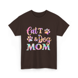 Cat and Dog Mom Pets T-Shirt - Dark Chocolate