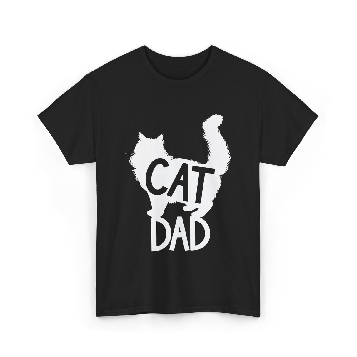 Cat Dad Kitty Father T-Shirt - Black