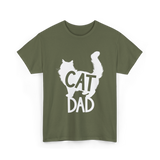 Cat Dad Kitty Father T-Shirt - Military Green