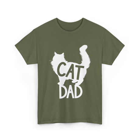 Cat Dad Kitty Father T-Shirt - Military Green