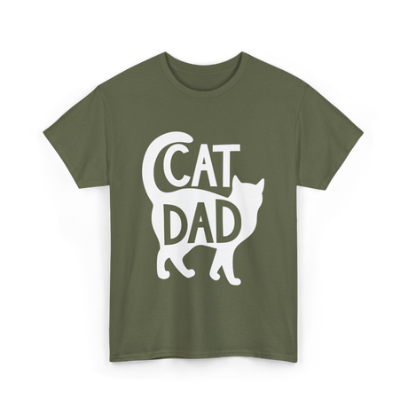 Cat Dad Kitty Father T-Shirt - Military Green