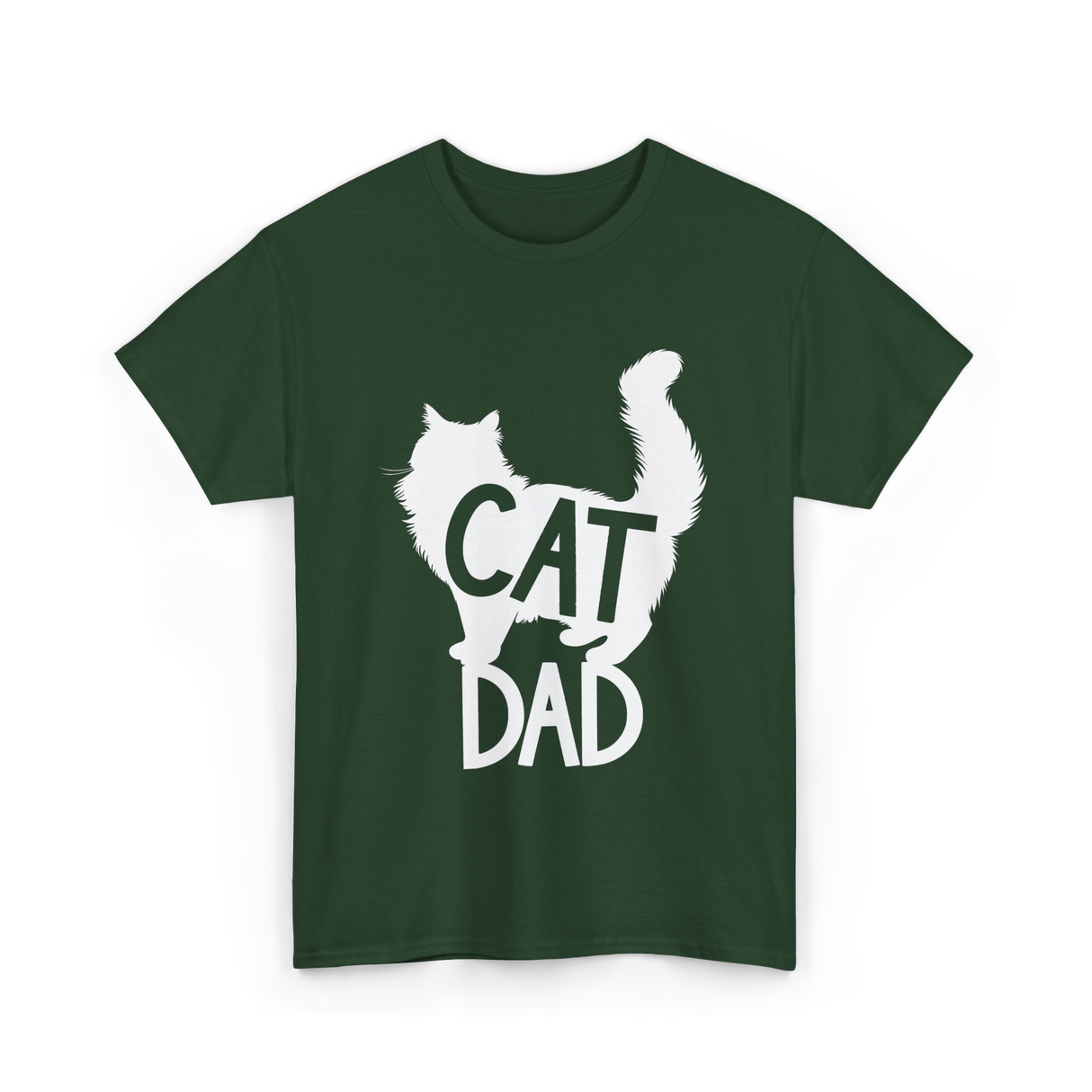 Cat Dad Kitty Father T-Shirt - Forest Green