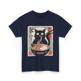 Cat Eating Ramen Ramen Cat T-Shirt - Navy