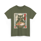 Cat Eating Ramen Ramen Cat T-Shirt - Military Green