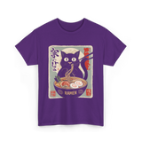 Cat Eating Ramen Ramen Cat T-Shirt - Purple