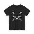 Cat Face Black Cat T-Shirt - Black