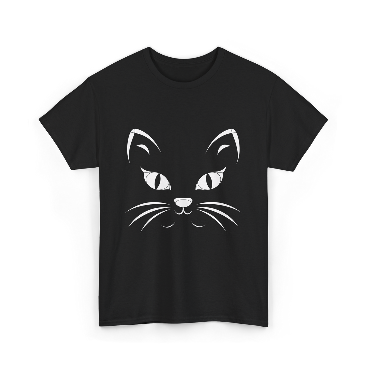 Cat Face Black Cat T-Shirt - Black