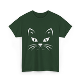 Cat Face Black Cat T-Shirt - Forest Green