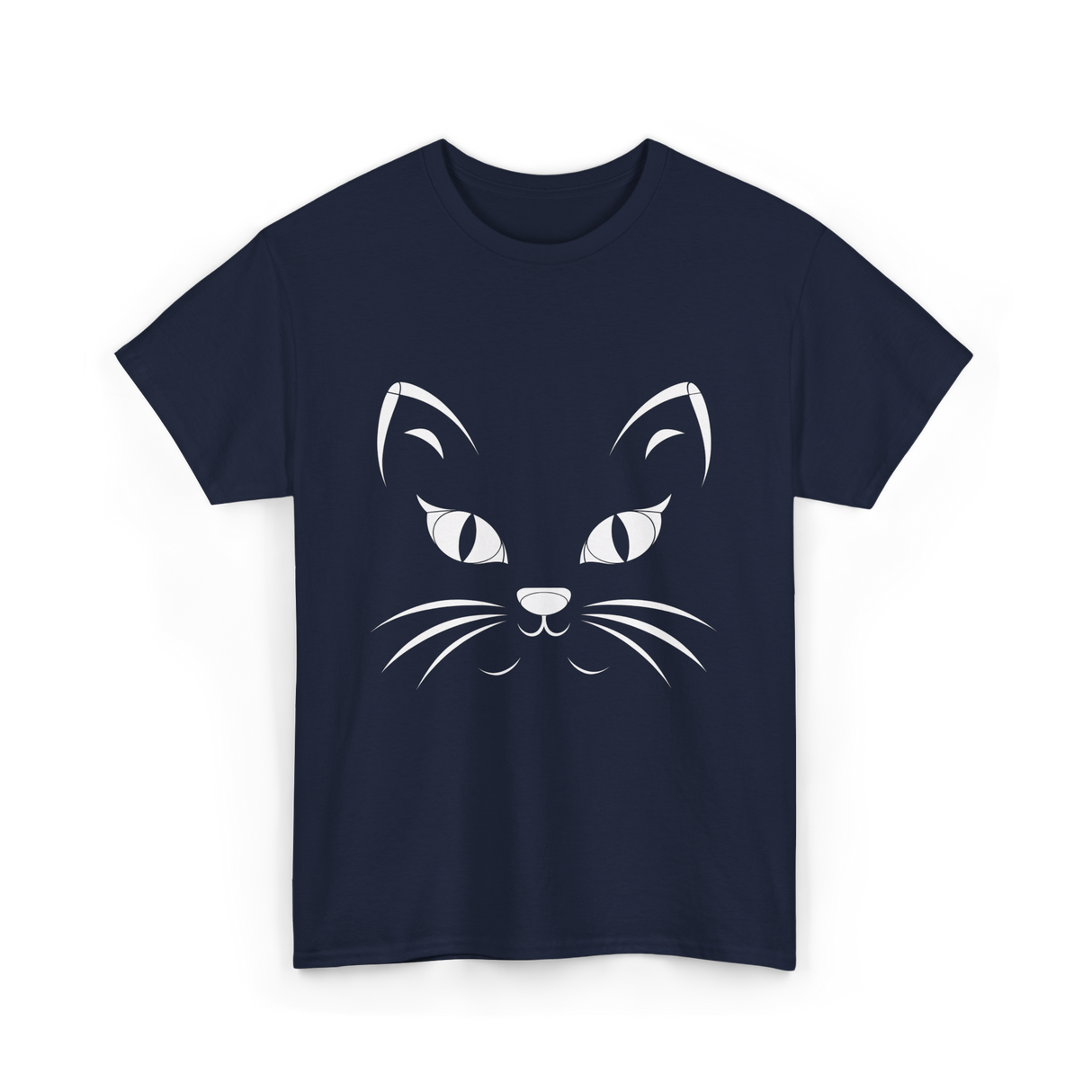 Cat Face Black Cat T-Shirt - Navy