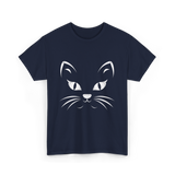 Cat Face Black Cat T-Shirt - Navy