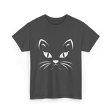 Cat Face Black Cat T-Shirt - Dark Heather