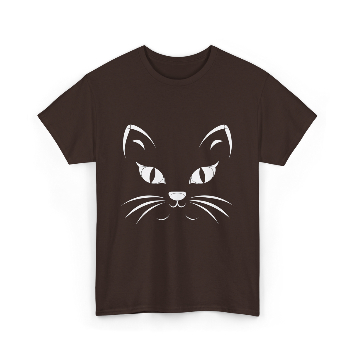 Cat Face Black Cat T-Shirt - Dark Chocolate