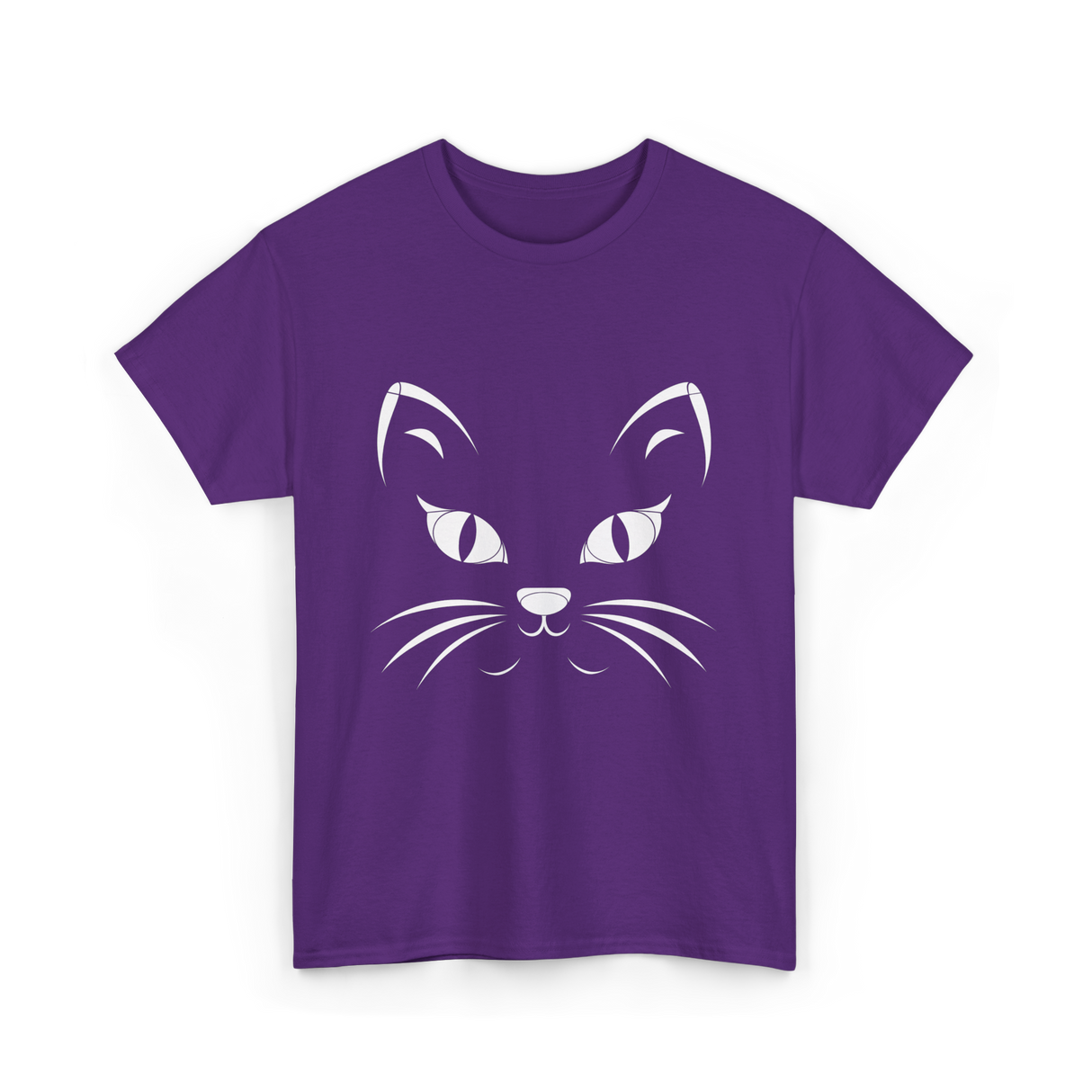 Cat Face Black Cat T-Shirt - Purple