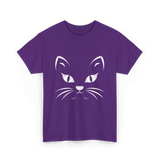 Cat Face Black Cat T-Shirt - Purple