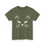 Cat Face Black Cat T-Shirt - Military Green