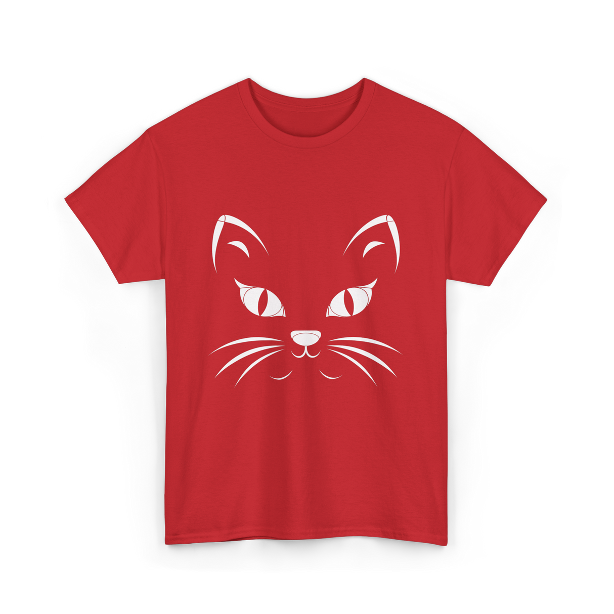 Cat Face Black Cat T-Shirt - Red