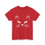 Cat Face Black Cat T-Shirt - Red