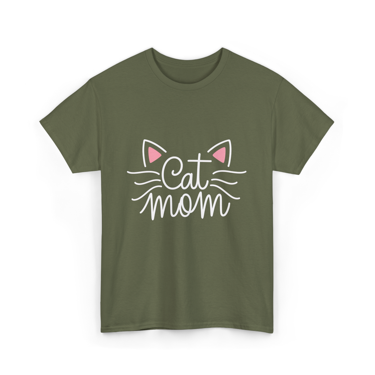 Cat Mom Animal Lover T-Shirt - Military Green