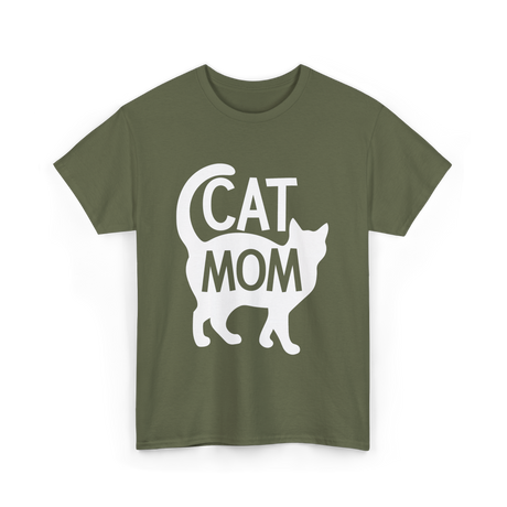 Cat Mom Kitty Pet Lover T-Shirt - Military Green