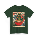 Cat Ramen Kawaii Cat T-Shirt - Forest Green