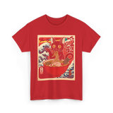 Cat Ramen Kawaii Cat T-Shirt - Red