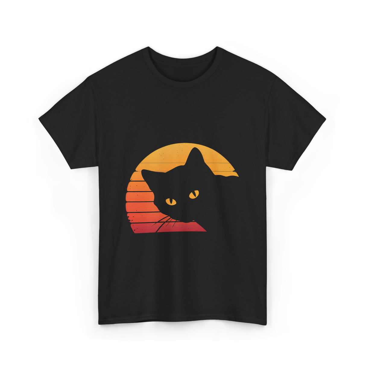 Cat Retro Style Cat T-Shirt - Black