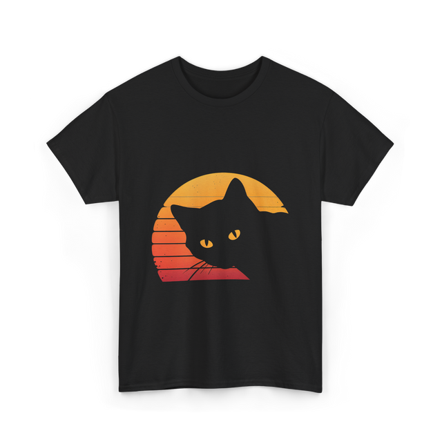 Cat Retro Style Cat T-Shirt - Black