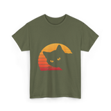 Cat Retro Style Cat T-Shirt - Military Green