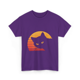 Cat Retro Style Cat T-Shirt - Purple