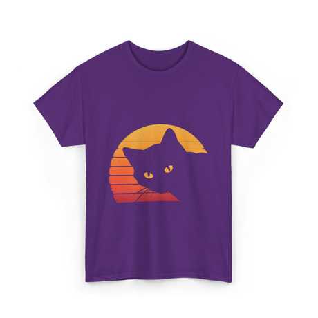 Cat Retro Style Cat T-Shirt - Purple