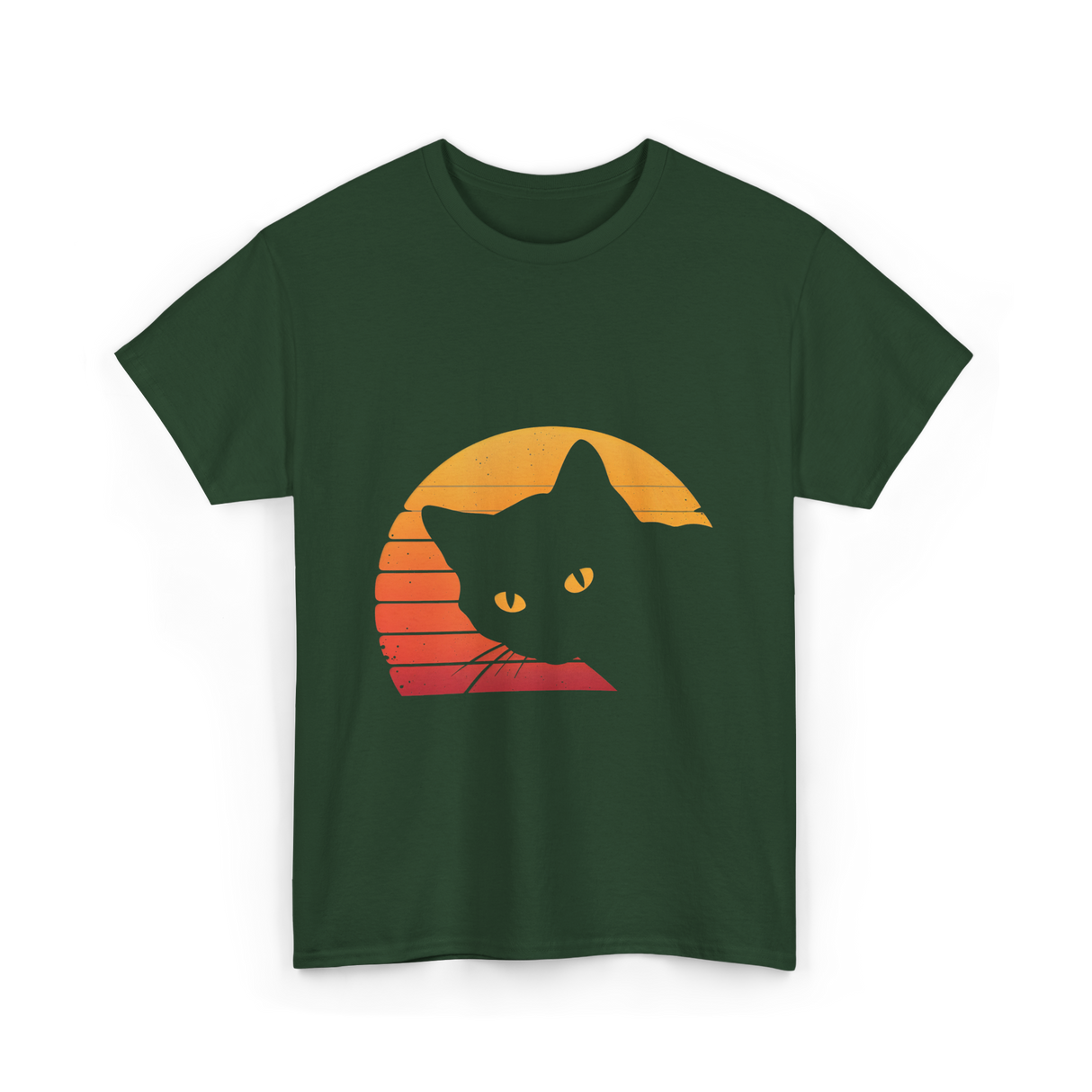 Cat Retro Style Cat T-Shirt - Forest Green