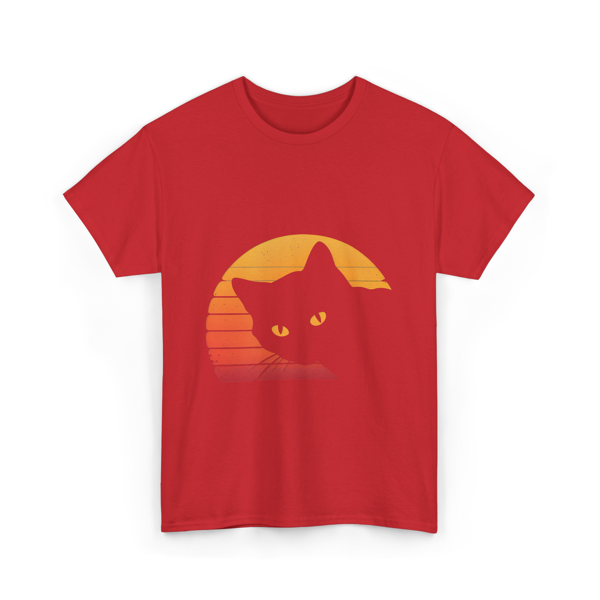 Cat Retro Style Cat T-Shirt - Red