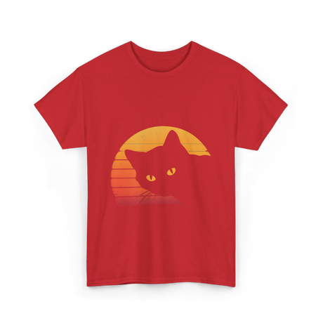 Cat Retro Style Cat T-Shirt - Red