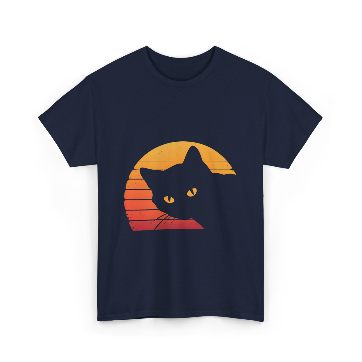 Cat Retro Style Cat T-Shirt - Navy