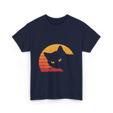 Cat Retro Style Cat T-Shirt - Navy