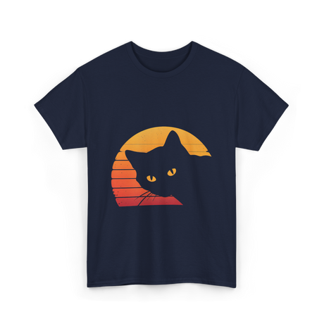 Cat Retro Style Cat T-Shirt - Navy