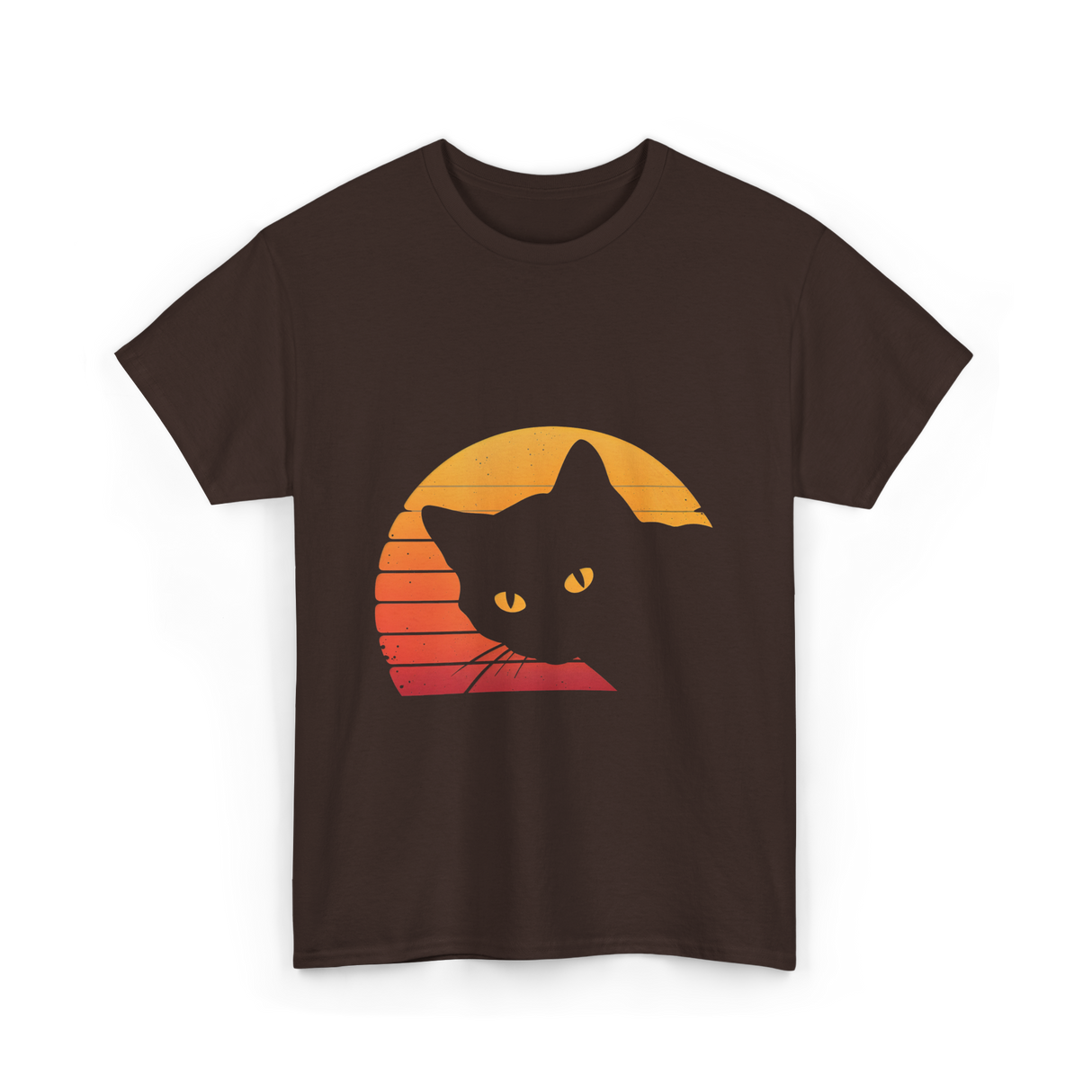 Cat Retro Style Cat T-Shirt - Dark Chocolate