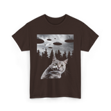 Cat Selfie UFOs Photography T-Shirt - Dark Chocolate