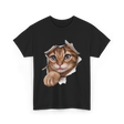 Cat Torn Cloth Cat T-Shirt - Black