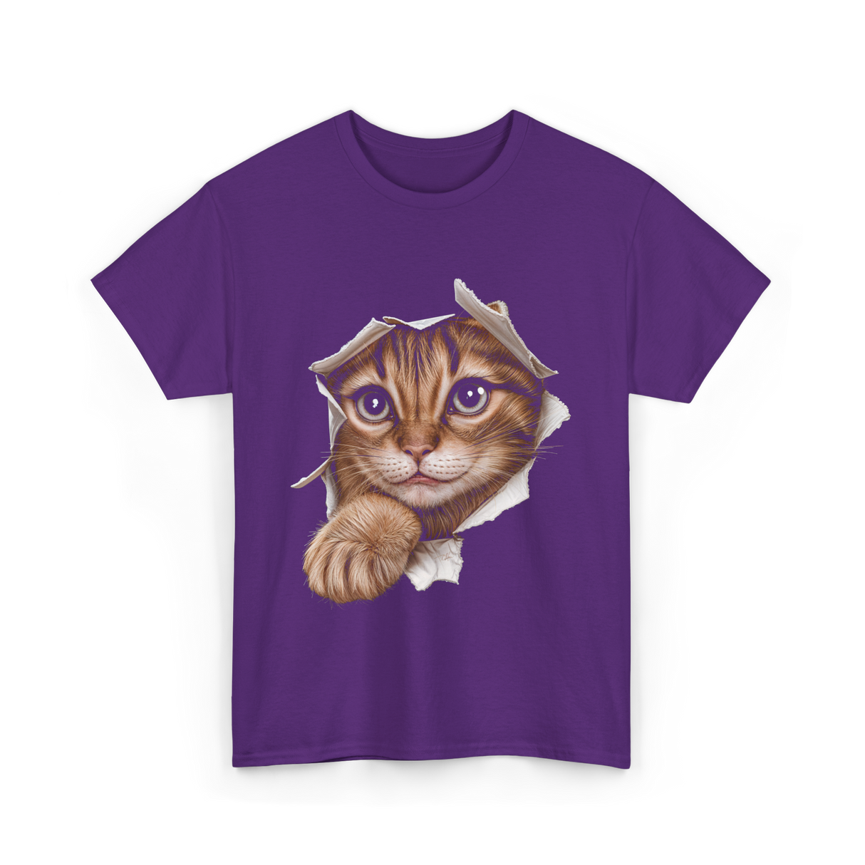 Cat Torn Cloth Cat T-Shirt - Purple