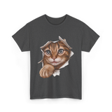 Cat Torn Cloth Cat T-Shirt - Dark Heather