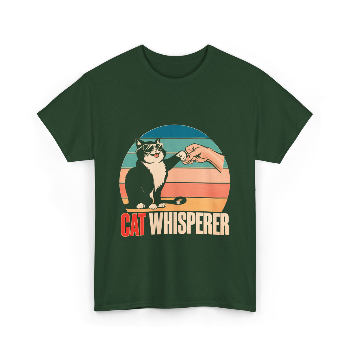 Cat Whisperer Cat T-Shirt - Forest Green